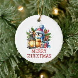 Adorno De Cerámica Bebé Pingüino Navideño Adorable