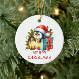 Adorno De Cerámica Bebé Pingüino Navideño Adorable