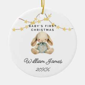 Adorno De Cerámica Bebé primer animal navideño niño bebé conejo