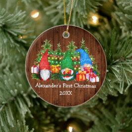 Adorno De Cerámica Bebé primera luz navideña vuelve rústico