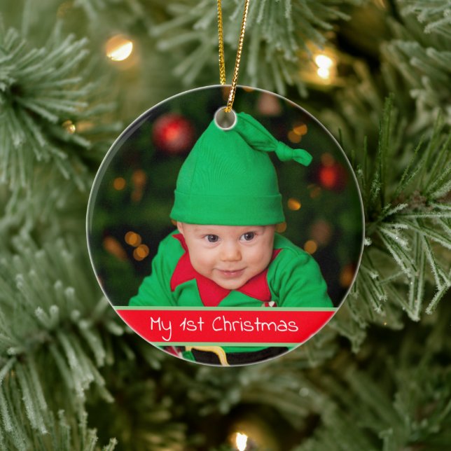 Adorno De Cerámica Bebé Primera Navidad Simple Moderno (Árbol)