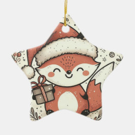 Adorno De Cerámica Bebé primero zorro de Navidad