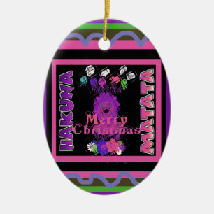 Adorno De Cerámica Bebé rosa Bella Feliz Navidad Hakuna Matata