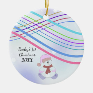 Adorno De Cerámica Bebé Snowman Swirl Primera Navidad