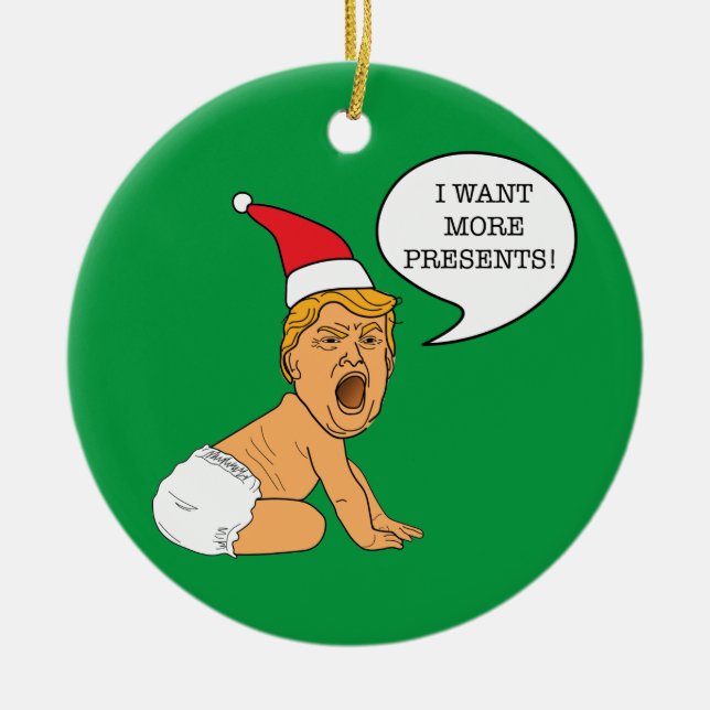 Adorno De Cerámica Bebé Trump más regalos de Navidad (Frente)