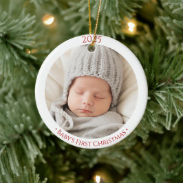 Adorno De Cerámica Bebés 1er Navidades Personalizado Dos caras foto o