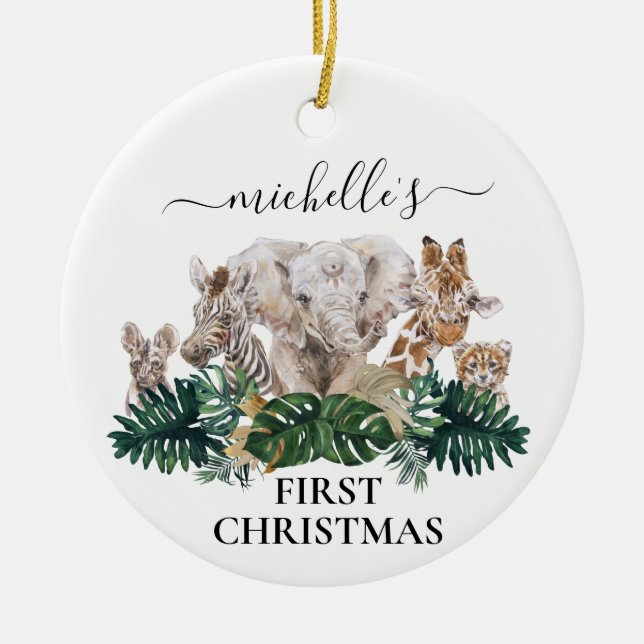 Adorno De Cerámica Bebés de la selva Safari Navidades bebés africanos (Frente)