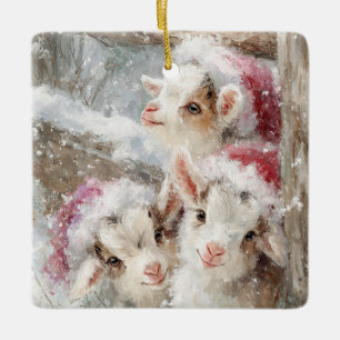 Adorno De Cerámica Bebés de nieve Cabras de Navidad 10 - TU FOTO