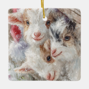 Adorno De Cerámica Bebés de nieve Cabras de Navidad 12 - TU FOTO