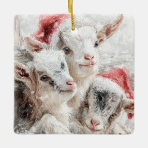 Adorno De Cerámica Bebés de nieve Cabras de Navidad 5 - TU FOTO