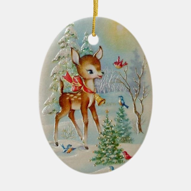 Adorno De Cerámica Bebés Navidades ventilado Deer (Frente)