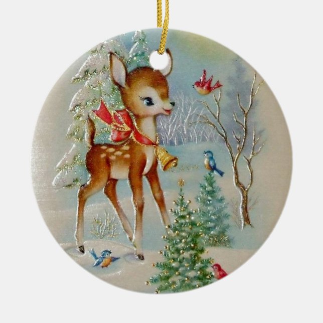 Adorno De Cerámica Bebés Navidades ventilado Deer (Frente)
