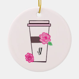 Adorno De Cerámica Bebida de café alta con monograma