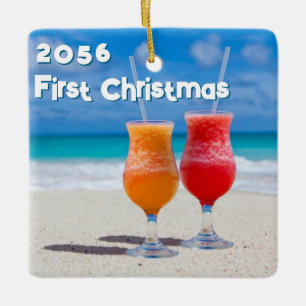 Adorno De Cerámica Bebidas en la playa Primera Navidad
