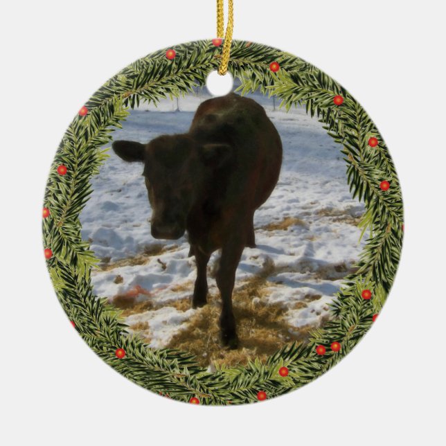 Adorno De Cerámica Becerro del navidad (Frente)