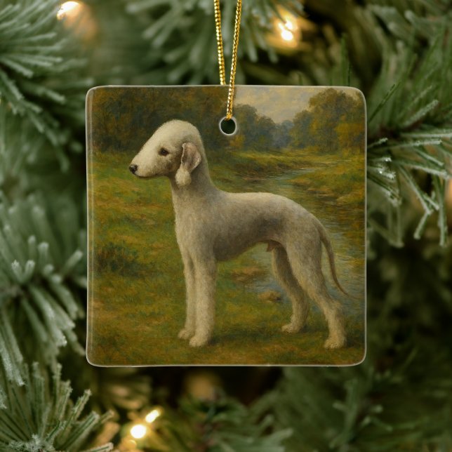 Adorno De Cerámica Bedlington Terrier (Árbol)