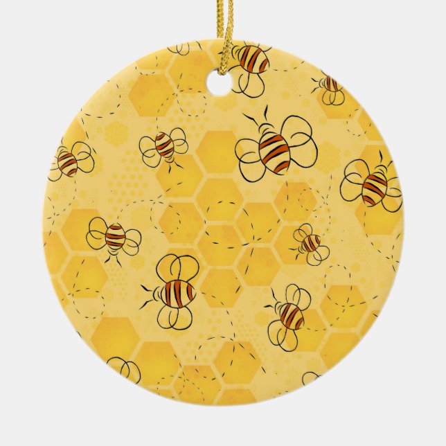 Adorno De Cerámica Bee Buzzing Honey Bees Cute (Frente)