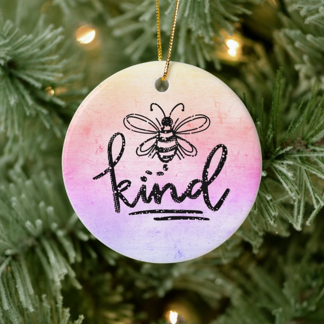 Adorno De Cerámica Bee Kind Rainbow Ombre (Árbol)