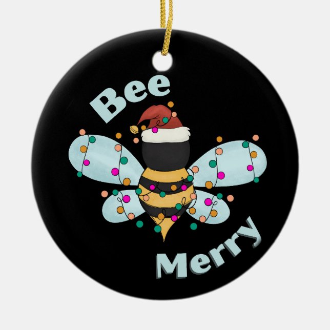 Adorno De Cerámica Bee Merry Christmas Bumble Bee (Frente)