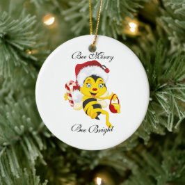 Adorno De Cerámica Bee Merry Christmas Personalizado