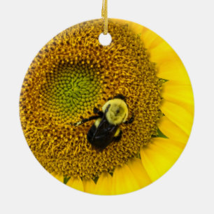 Adorno De Cerámica Bee on Sunflower