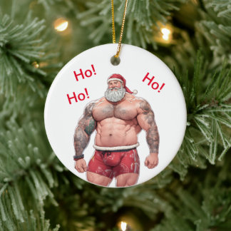 Adorno De Cerámica Beefy Santa Ornament - ¡Ho! ¡Ho! ¡Ho!