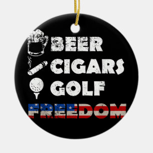 Adorno De Cerámica Beer Cigarros Golf Freedom Smoker Drinker Golfer