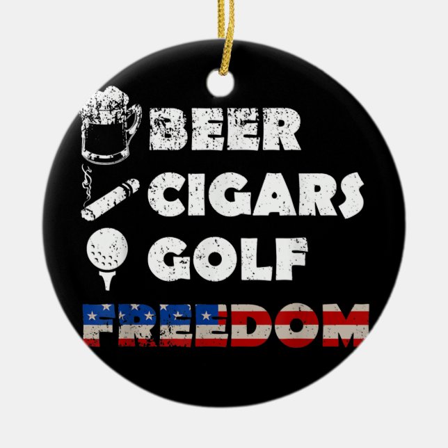 Adorno De Cerámica Beer Cigarros Golf Freedom Smoker Drinker Golfer (Frente)
