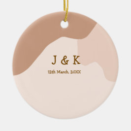 Adorno De Cerámica Beige boho curvo nombre fecha de boda