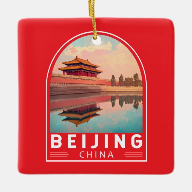 Adorno De Cerámica Beijing China Travel Art Emblem (Anverso)