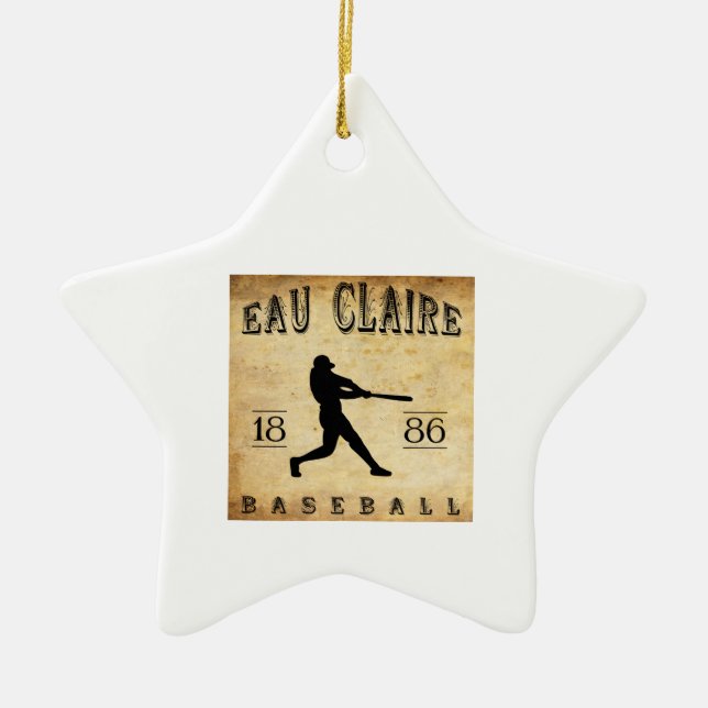 Adorno De Cerámica Béisbol 1886 de Eau Claire Wisconsin (Frente)
