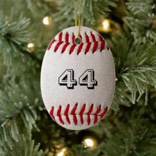 Adorno De Cerámica Béisbol Blanco Clásico con Número de Jersey Person
