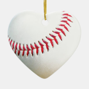 Adorno De Cerámica Béisbol Blanco con Costura Roja