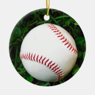 Adorno De Cerámica Béisbol blanco con la costura roja