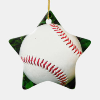 Adorno De Cerámica Béisbol blanco con tintes rojos