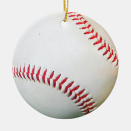 Adorno De Cerámica Béisbol blanco con tintes rojos