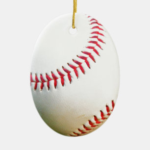 Adorno De Cerámica Béisbol blanco con tintes rojos