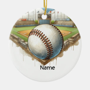 Adorno De Cerámica Béisbol con nombre en la pelota para el jugador