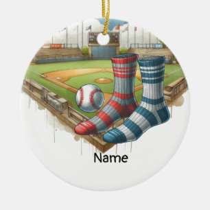 Adorno De Cerámica Béisbol con nombre en la pelota para el jugador