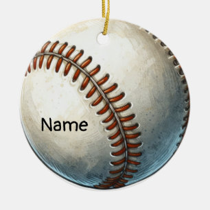 Adorno De Cerámica Béisbol con nombre en la pelota para el jugador