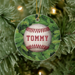 Adorno De Cerámica Béisbol en el aire, en un árbol, personalizado
