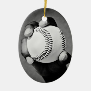 Adorno De Cerámica béisbol en mano