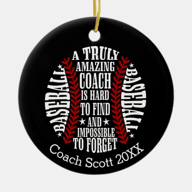 Adorno De Cerámica BÉISBOL es difícil encontrar un entrenador verdade (Frente)