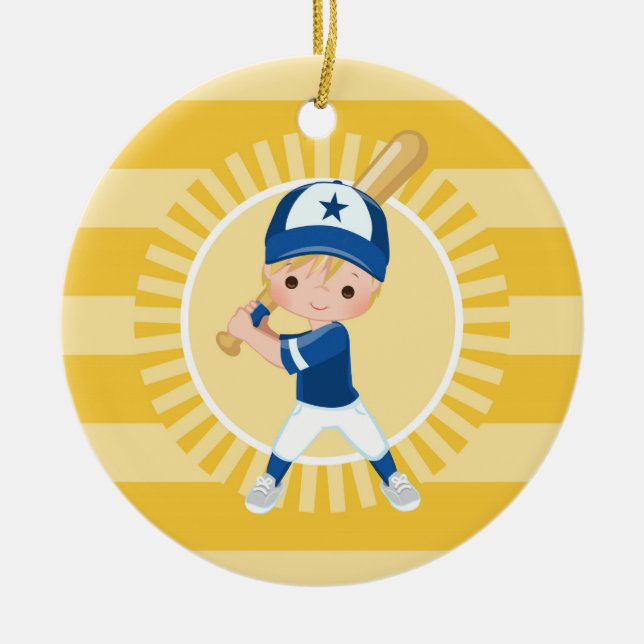 Adorno De Cerámica Béisbol Jugador - Blonde Boy (Frente)