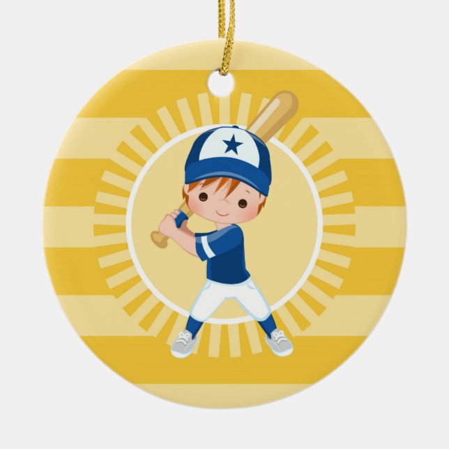 Adorno De Cerámica Béisbol Jugador - Joven Redhead (Frente)