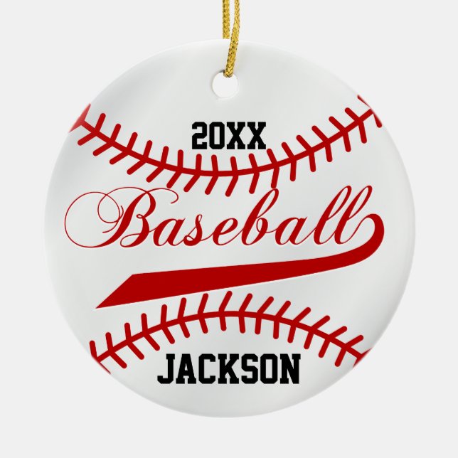 Adorno De Cerámica Béisbol jugador - Rojo (Frente)