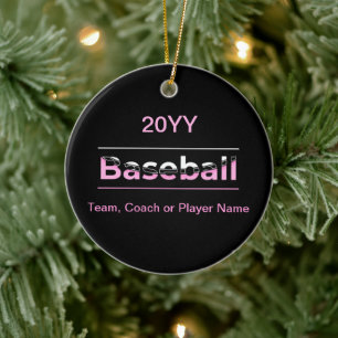 Adorno De Cerámica Béisbol para niñas - Tipografía geométrica rosa