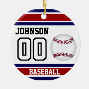 Adorno De Cerámica Béisbol personalizado   Rojo, Blanco y Azul