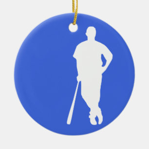 Adorno De Cerámica Béisbol Real Azul y Blanco