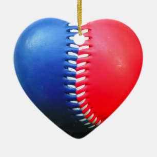 Adorno De Cerámica Béisbol rojo blanco y azul